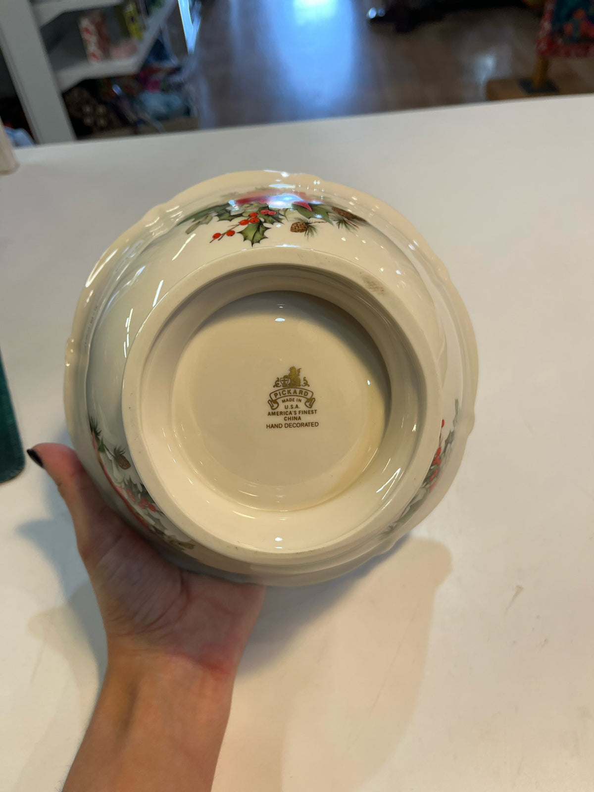 Pickard Christmas Poinsettia Pedestal Serving Bowl