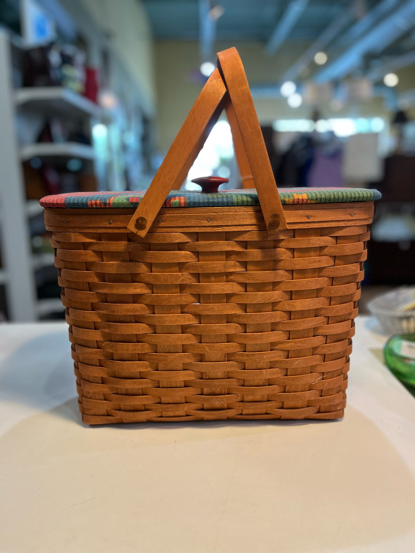 Longaberger Oval Lidded Magazine Basket