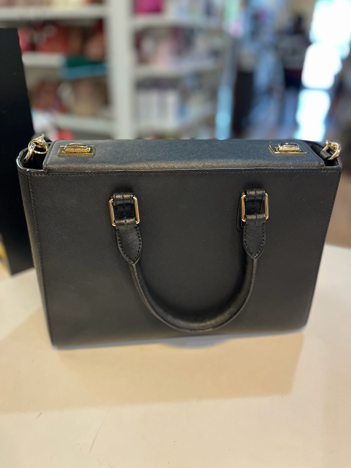 Henri Bendel Black Structured Satchel