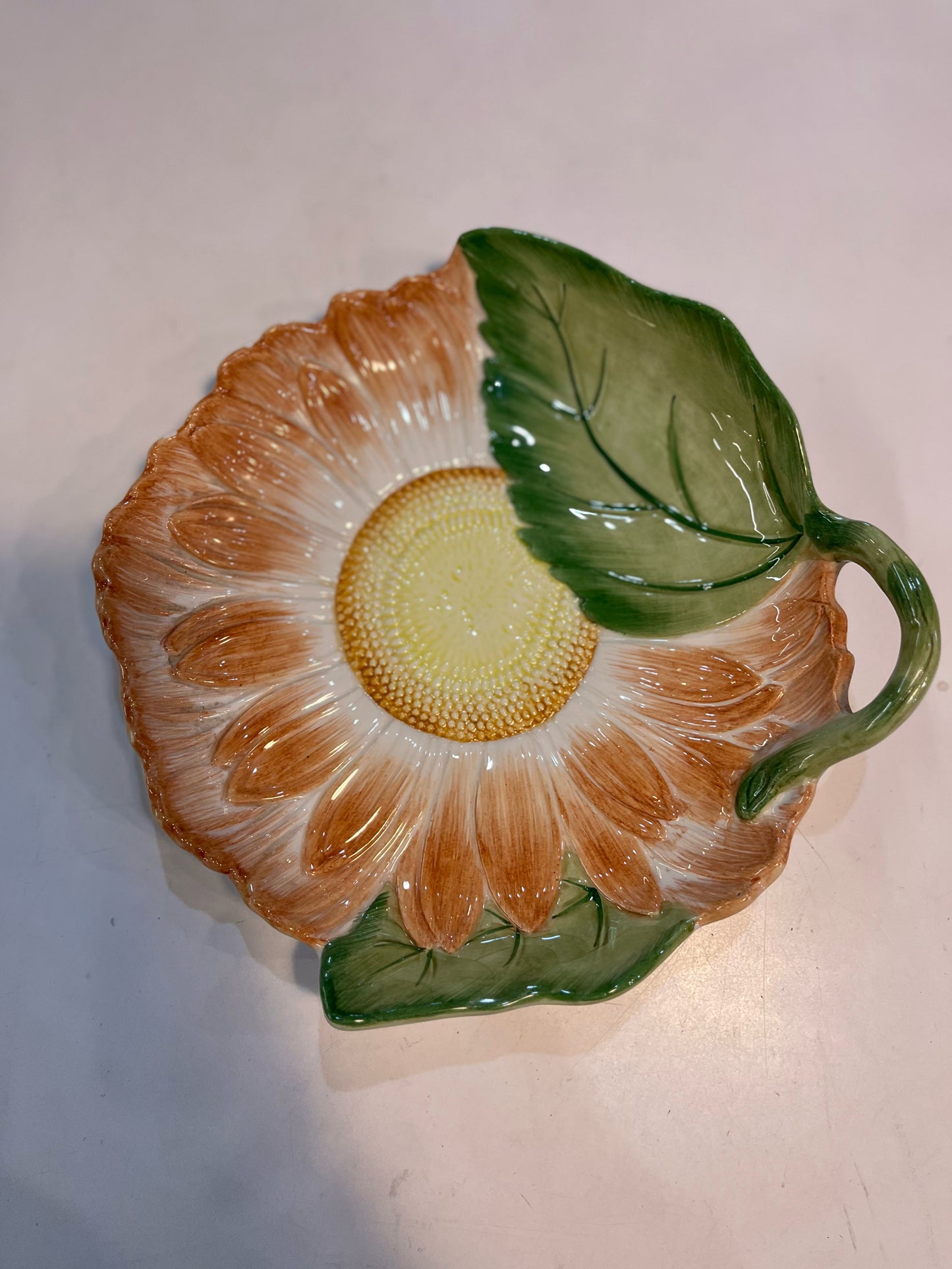 Tiffany & Co. Orange Majolica Sunflower Plate