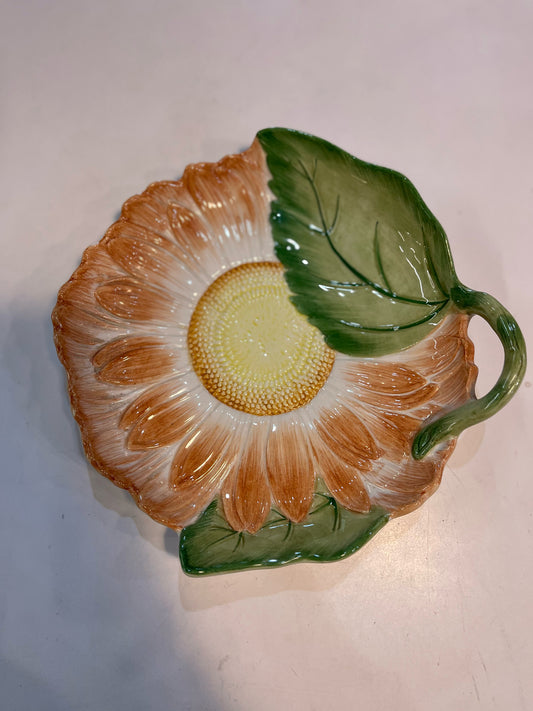 Tiffany & Co. Orange Majolica Sunflower Plate