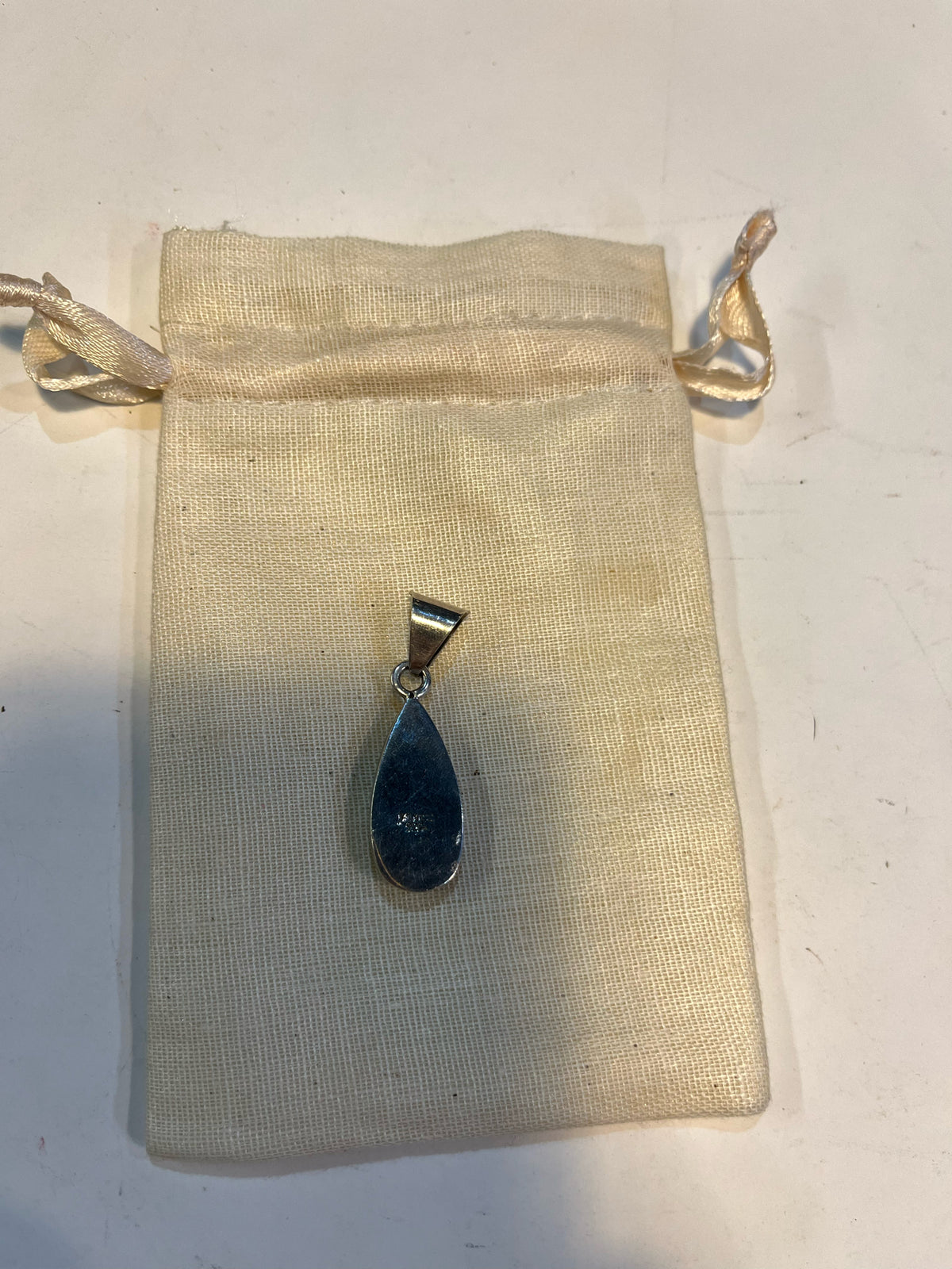 Mexico 925 Sterling Silver Turquoise Teardrop Pendant