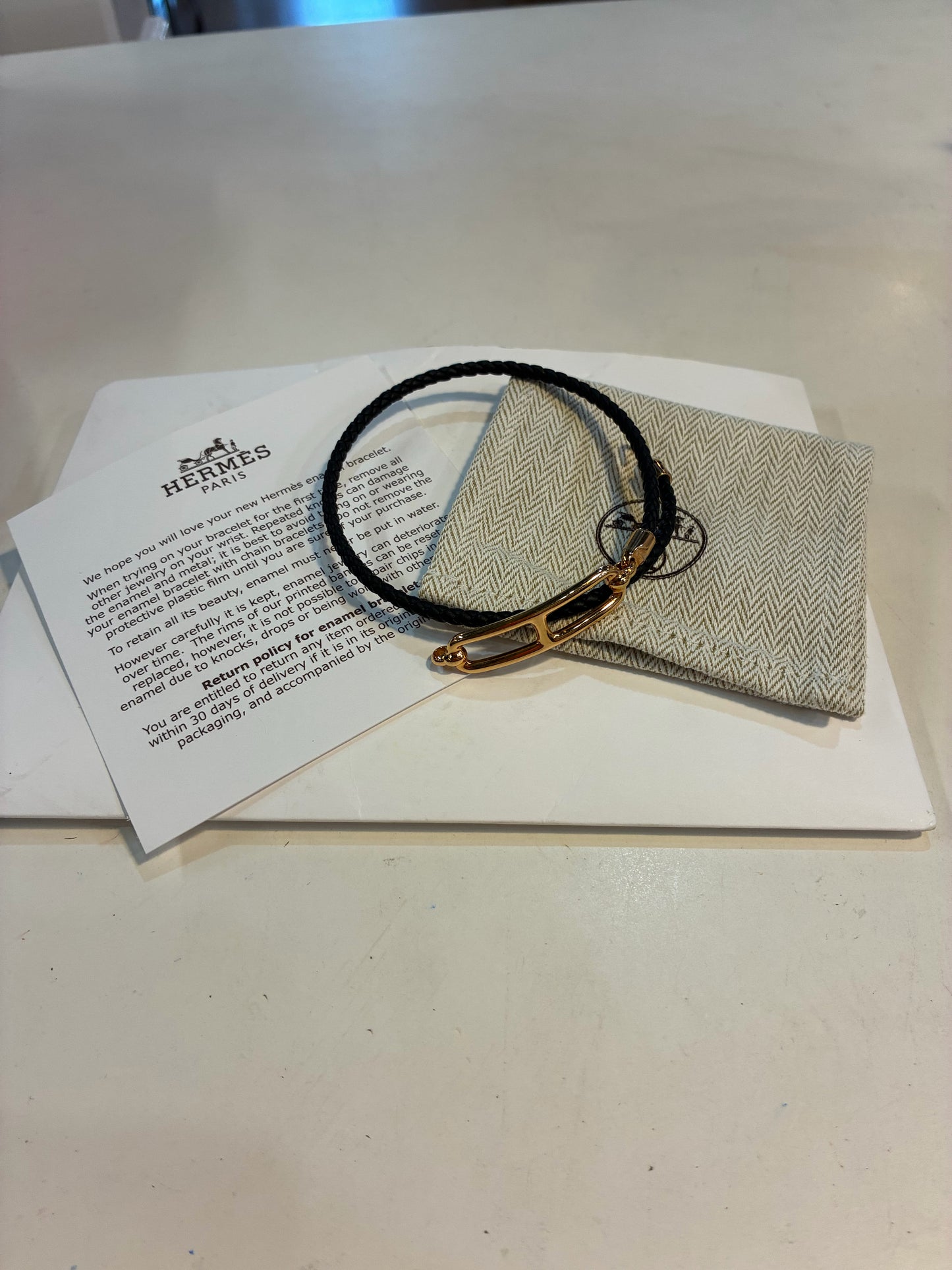 Hermes Women's Roulis Double Tour Leather Bracelet NOIR