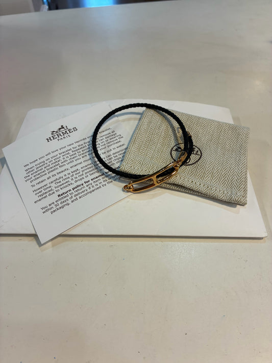 Hermes Women's Roulis Double Tour Leather Bracelet NOIR