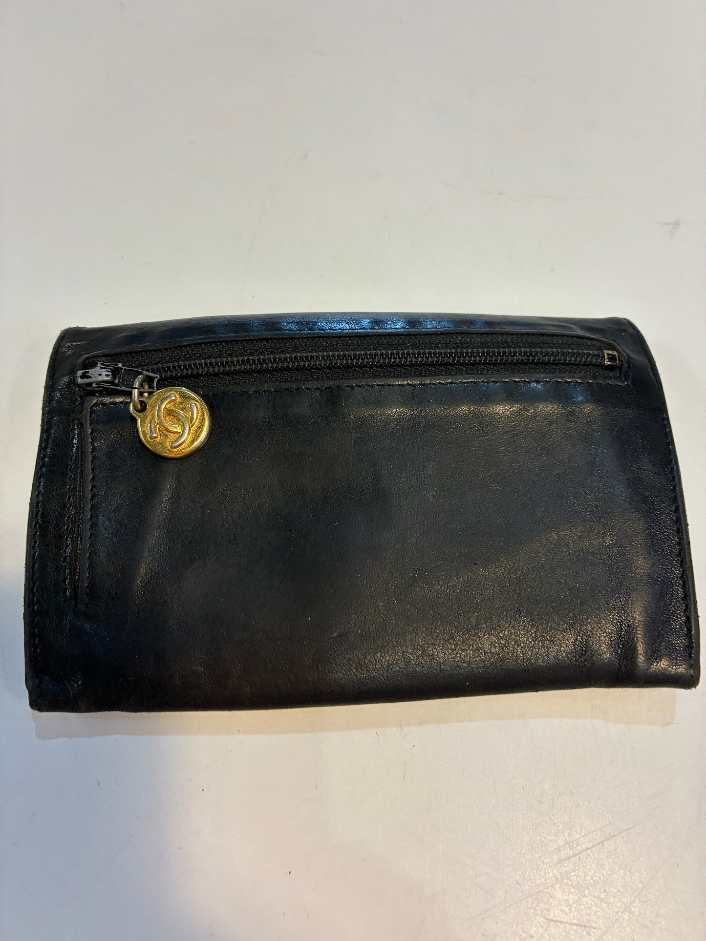 Vintage Chanel Black Lambskin Leather Wallet