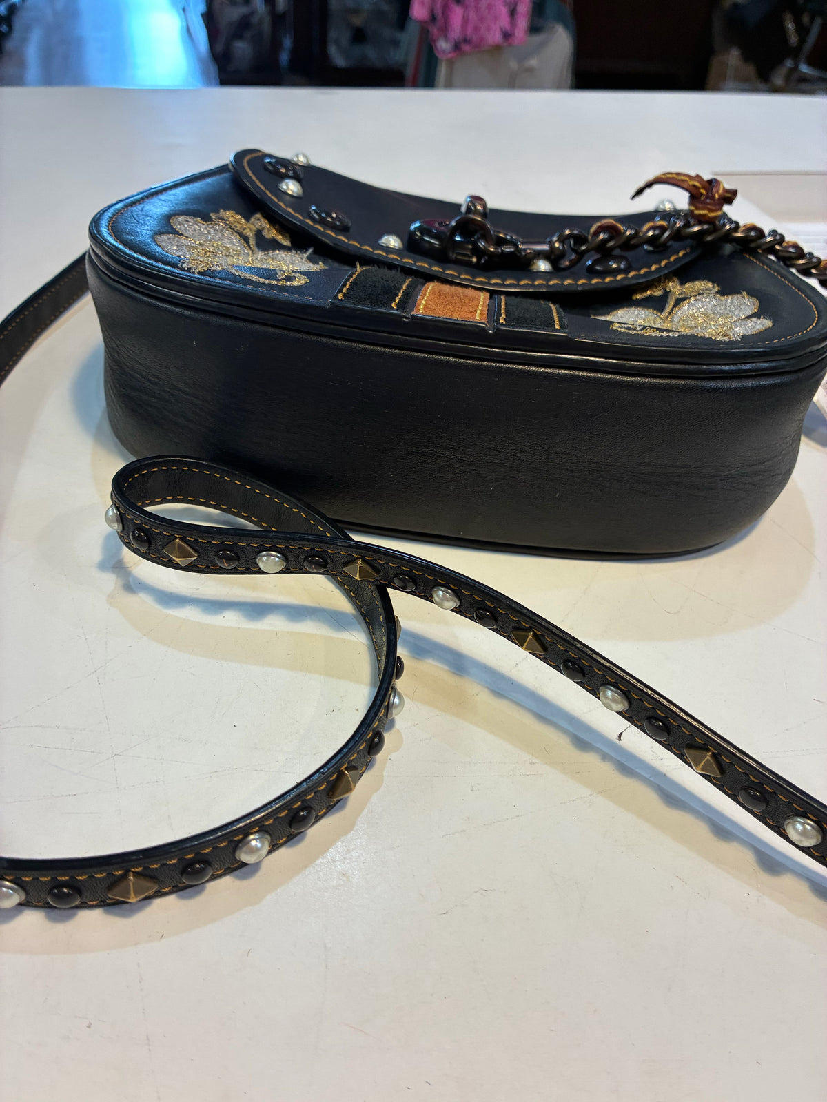 Coach Black 1941 Turnlock Western Embroidered Saddle Crossbody