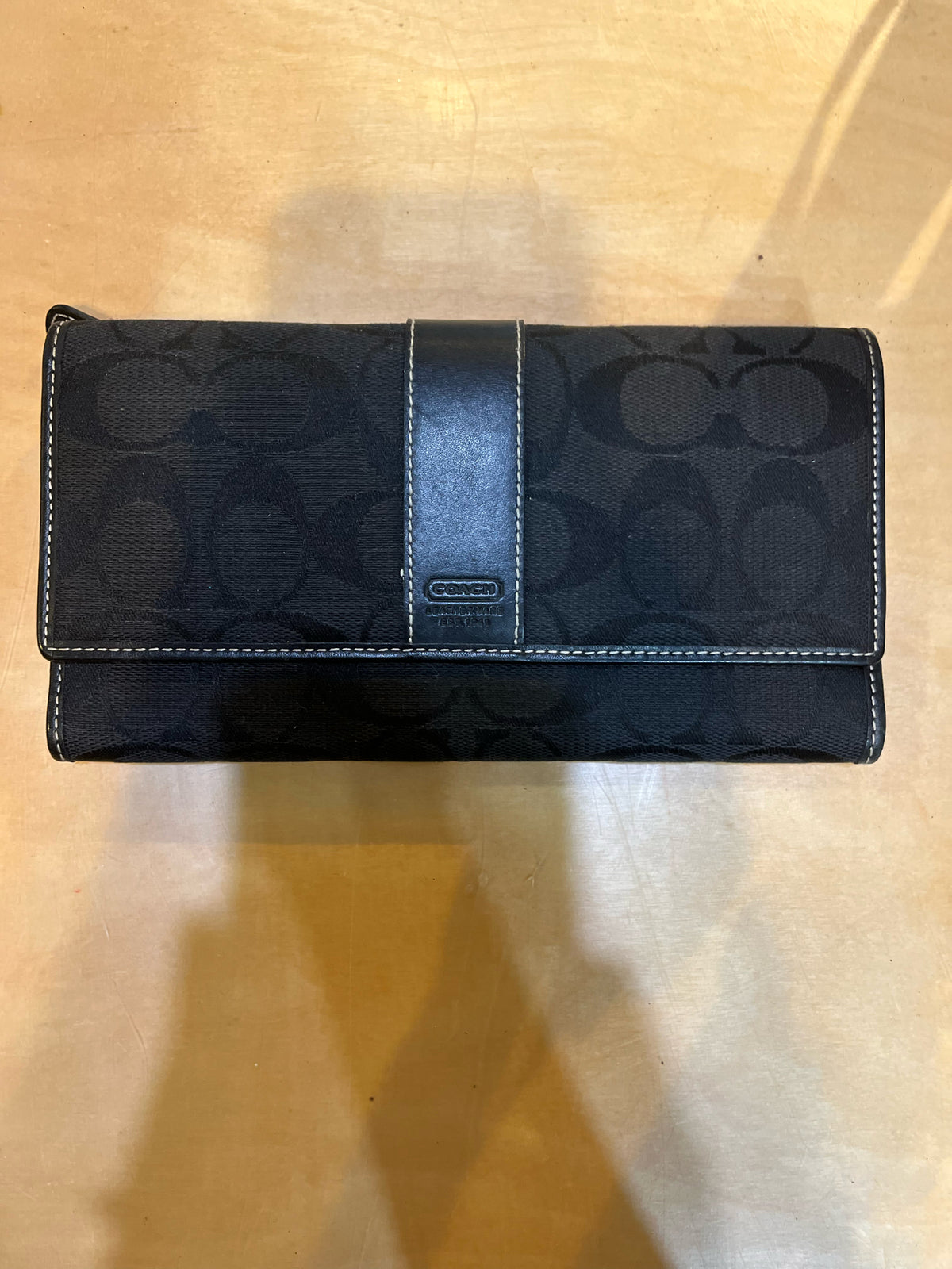 Coach Black Signature Tri-Fold Wallet