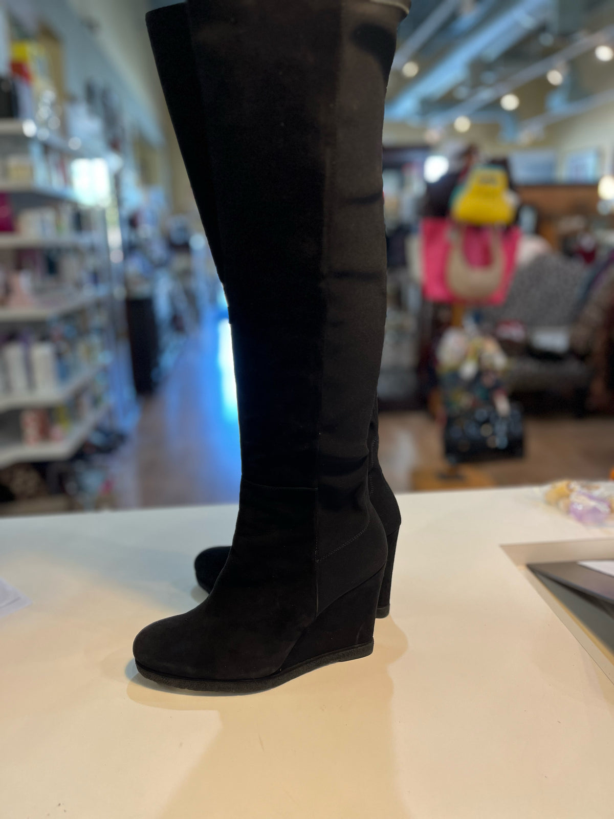 New Stuart Weitzman "Demiswoon Over-the-Knee Suede Wedge Boots