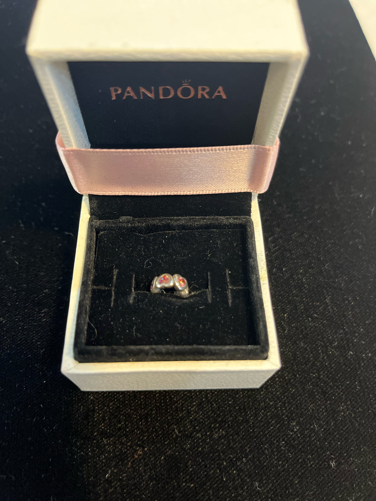 Pandora Pink CZ heart Spacer Charm