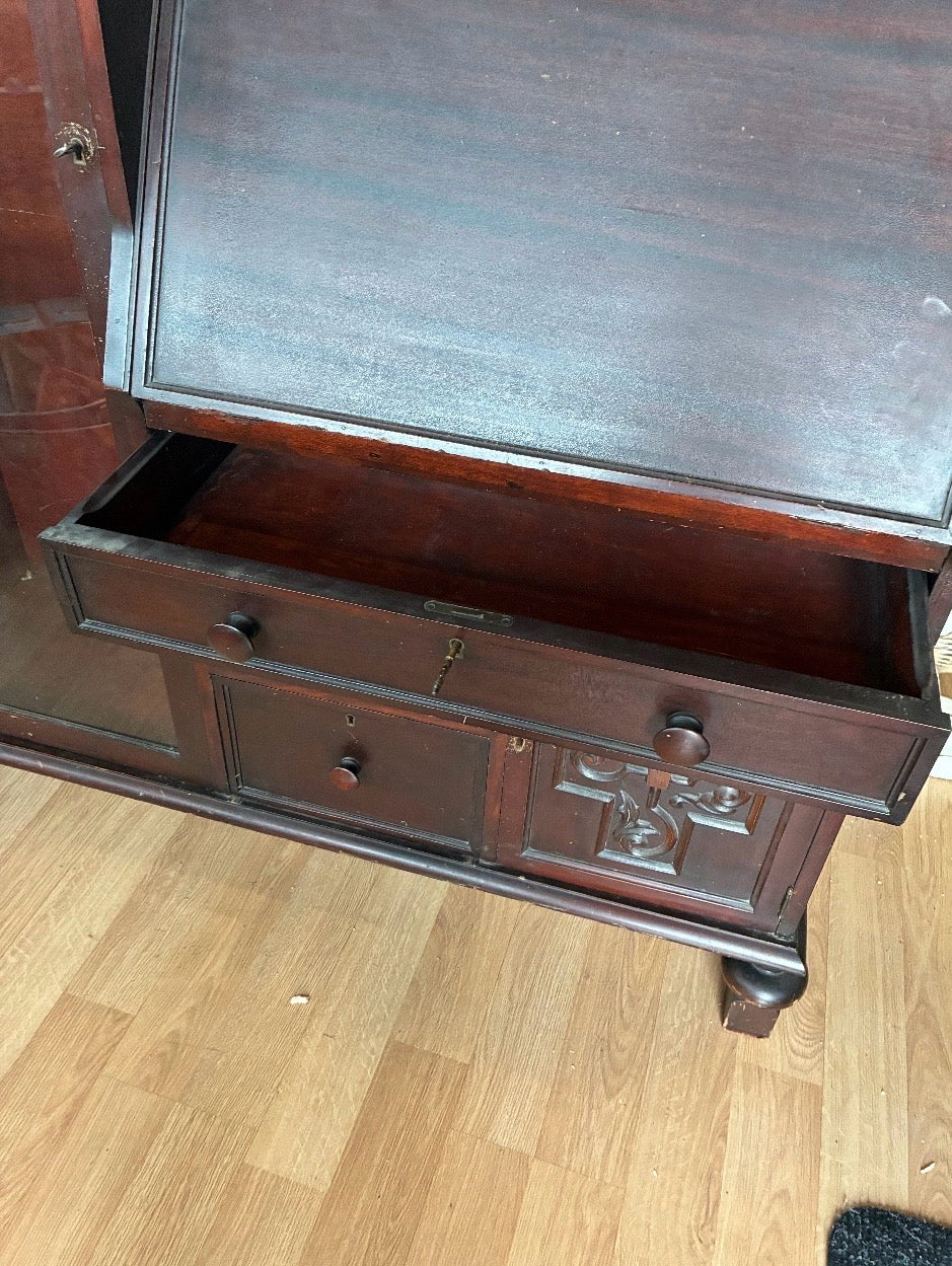 Vintage Secretary with Shelves, Doors, Drawers & Keys