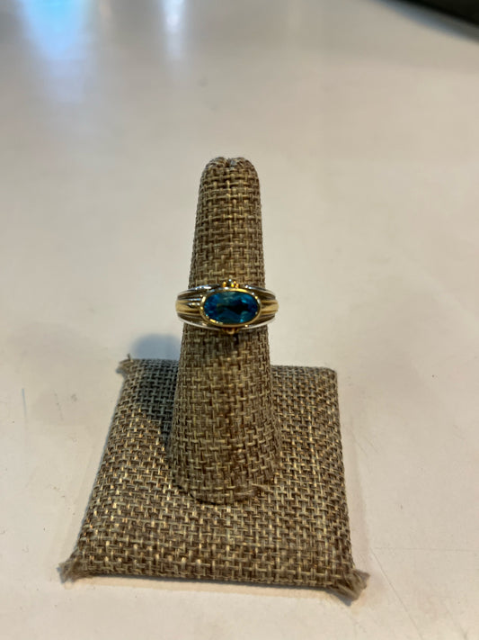 Blue Topaz 18k & Sterling Silver Ring