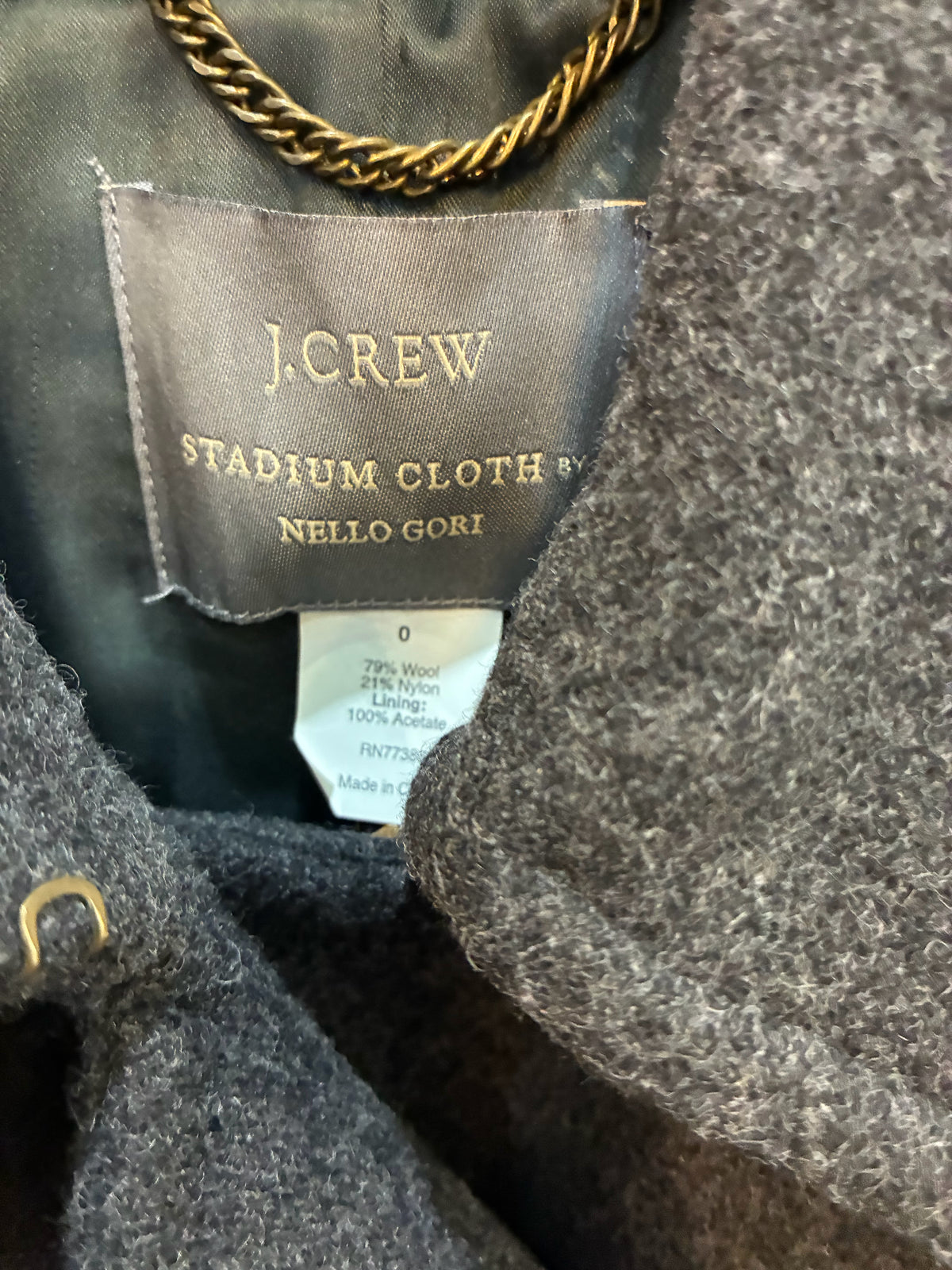 J Crew Stadium Cloth by Nello Gori Pea Coat
