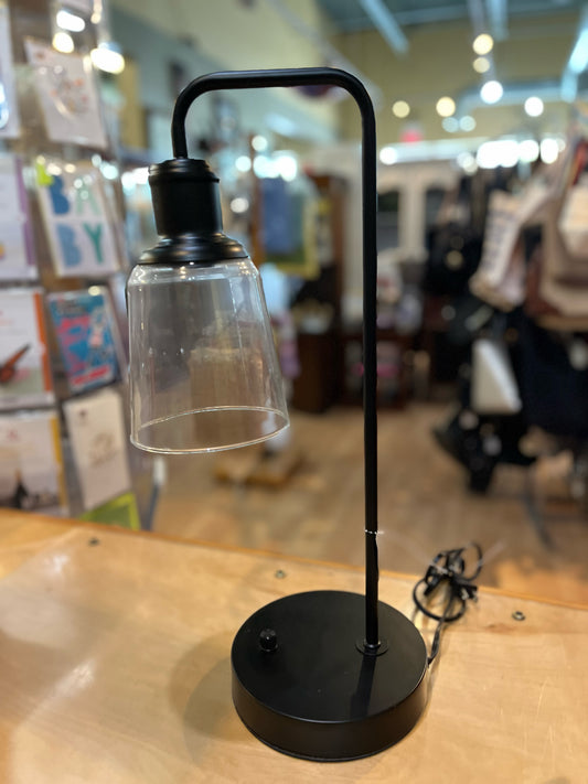 Black Metal & Glass Shade Lamp