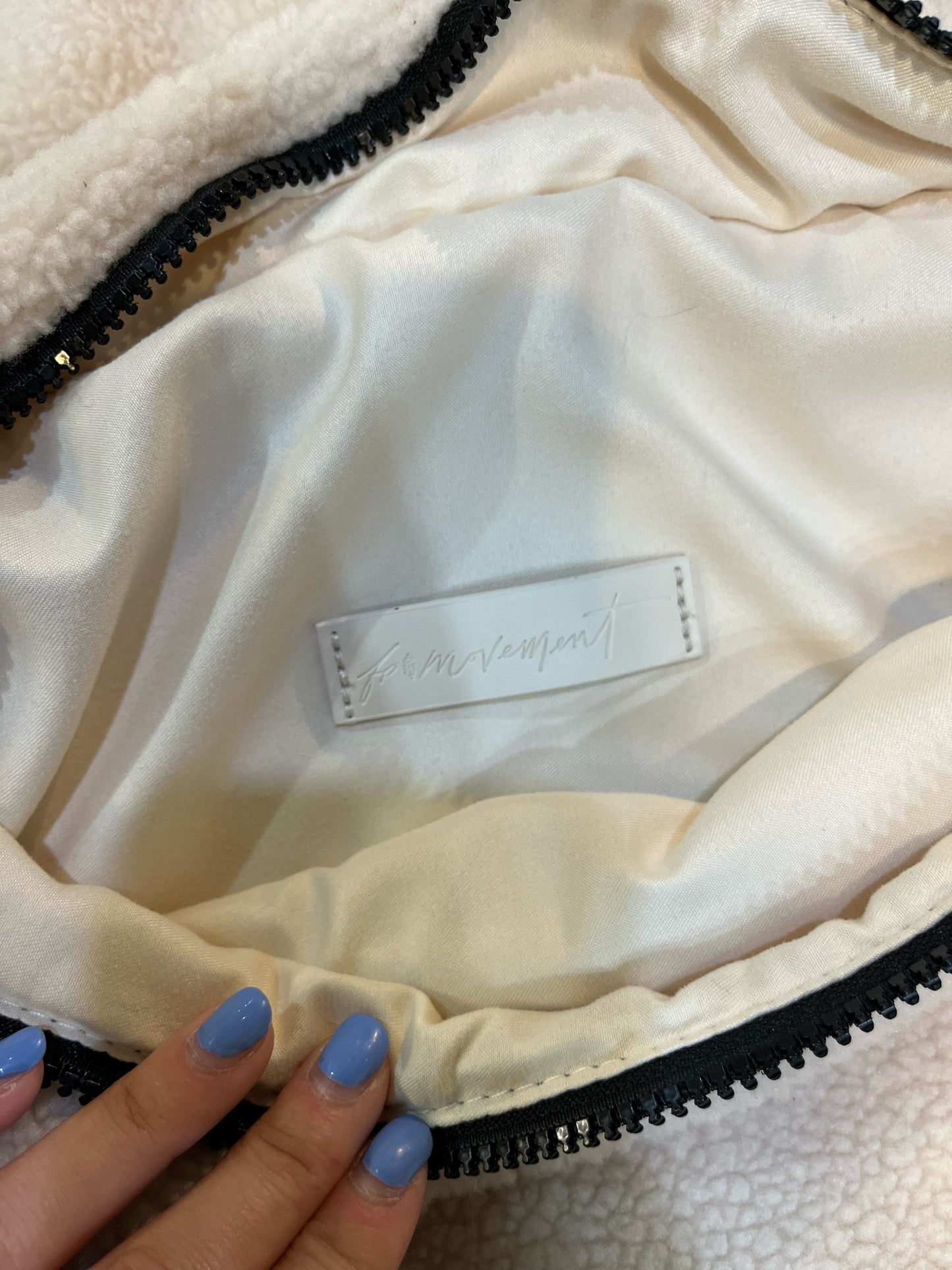 Free People “Overachiever Cream Sherpa Sling” Handbag