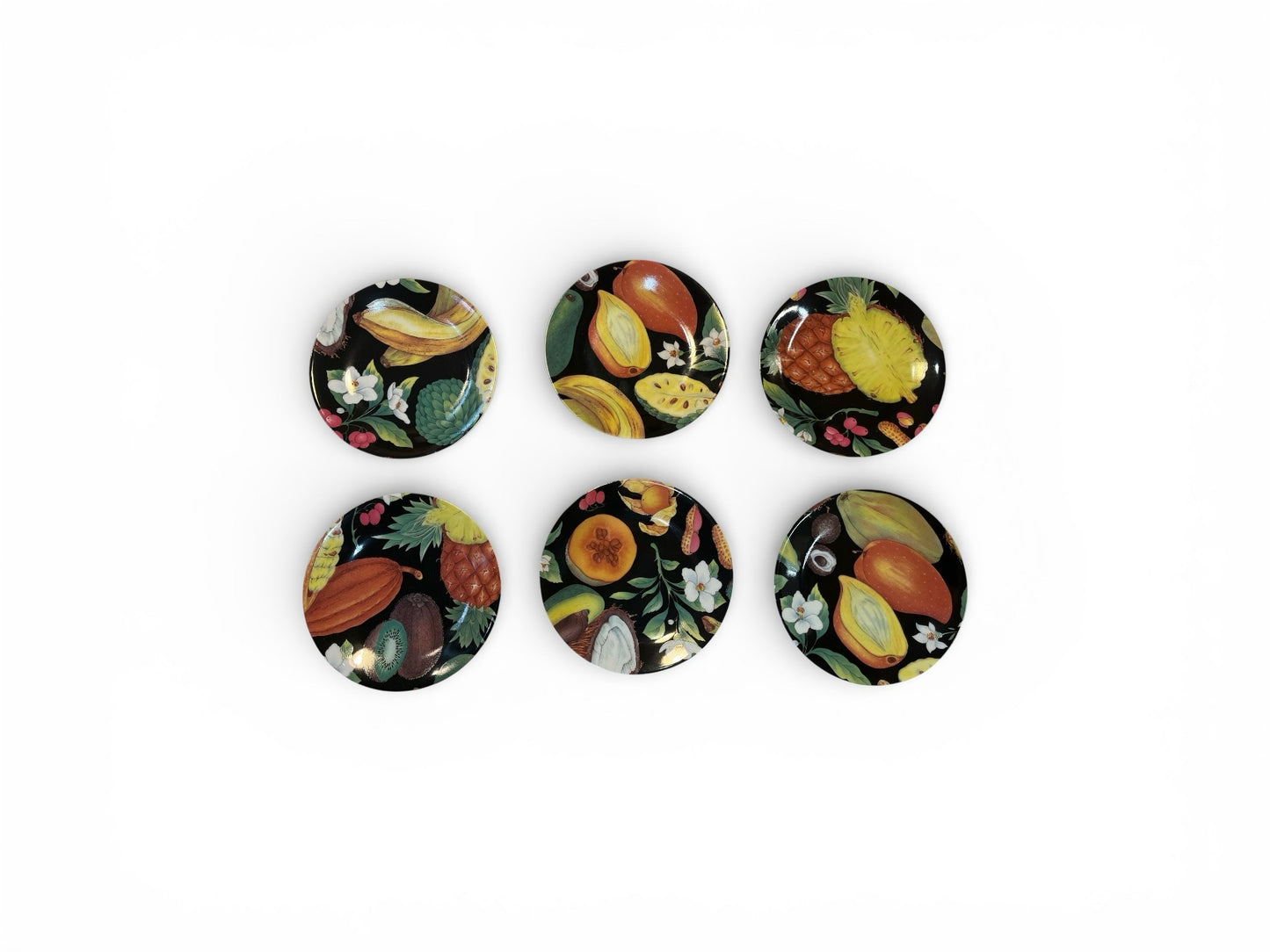 Set of 6 Tropical Fruit Limoges Plates