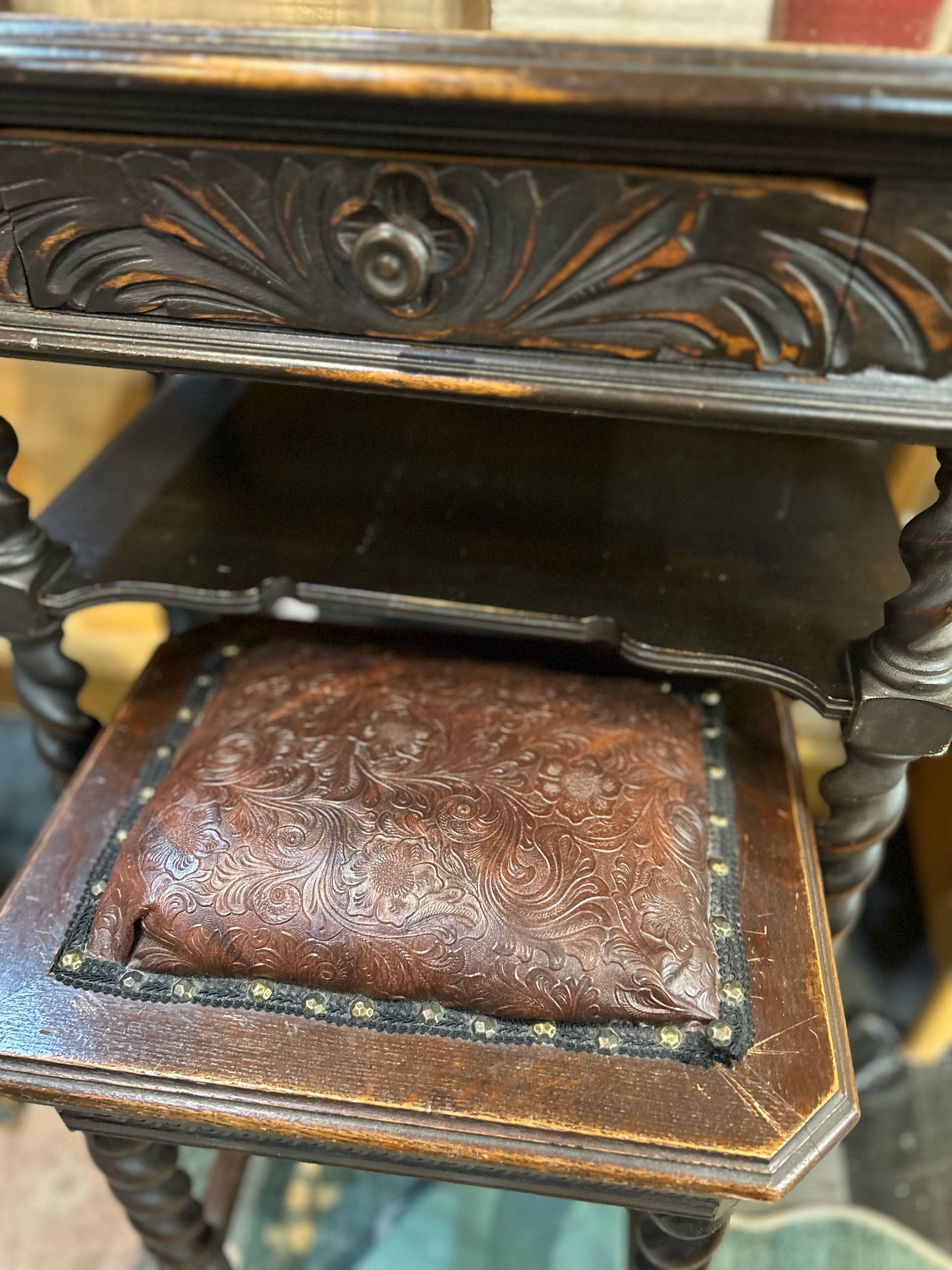 Antique Jacobean Revival Table and Bench SET