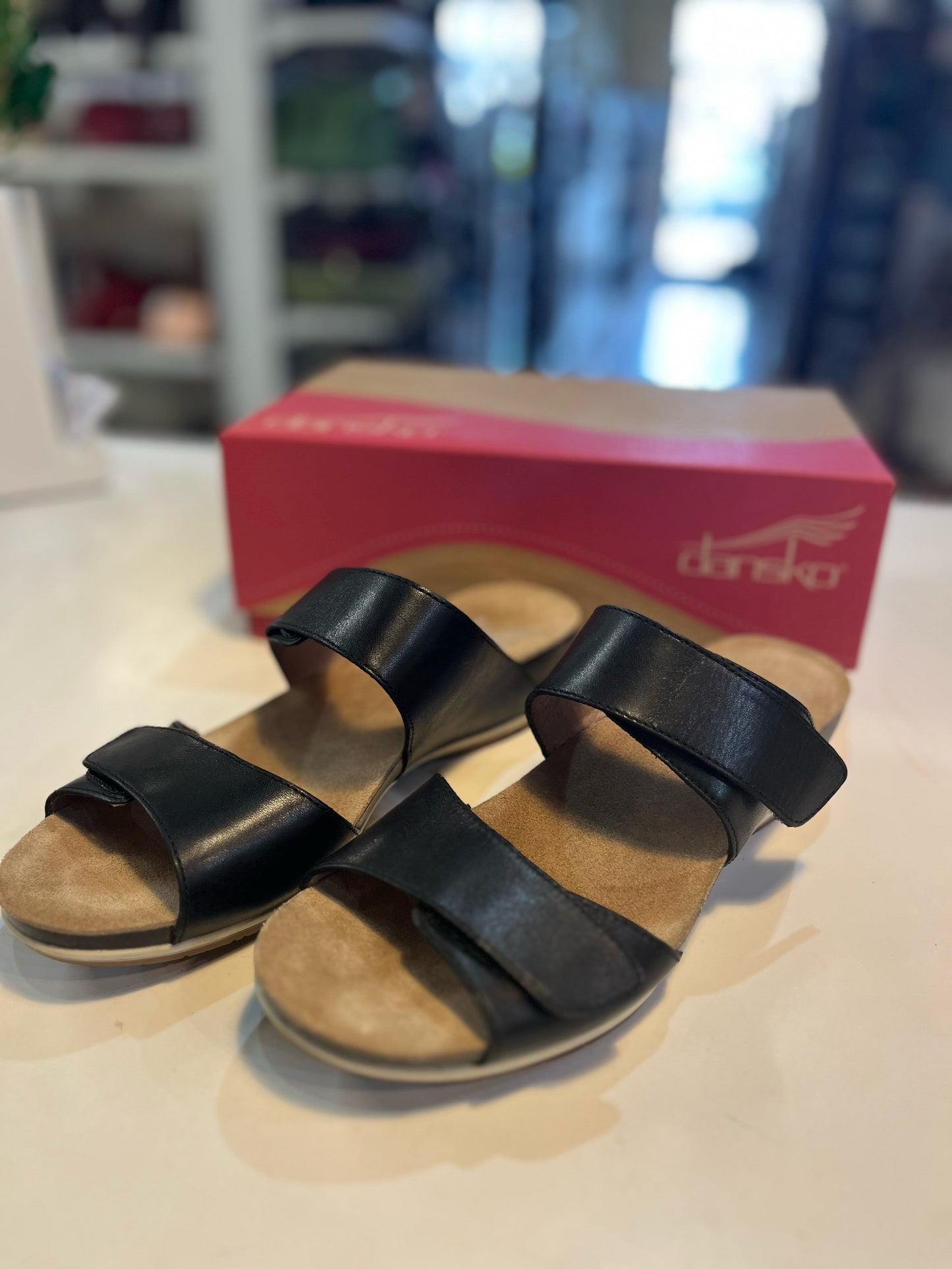 Dansko Black “Vienna Full Grain” Sandals