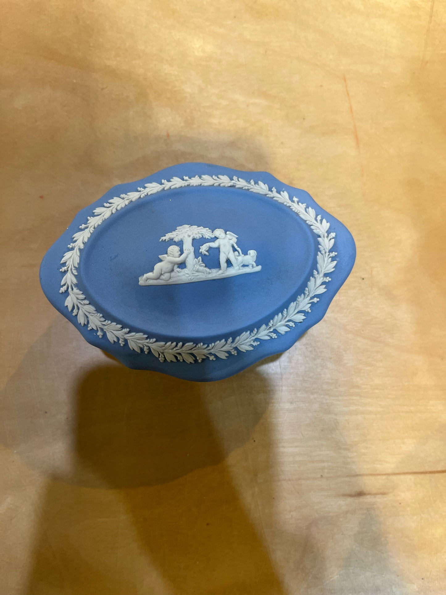 Wedgewood Blue Jasper Curved Lidded Box