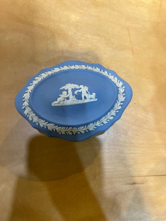 Wedgewood Blue Jasper Curved Lidded Box