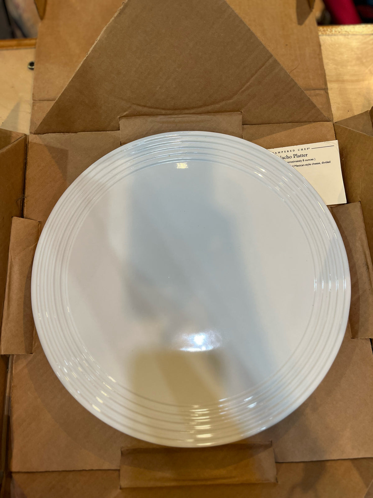 pampered chef family heritage round platter NIB