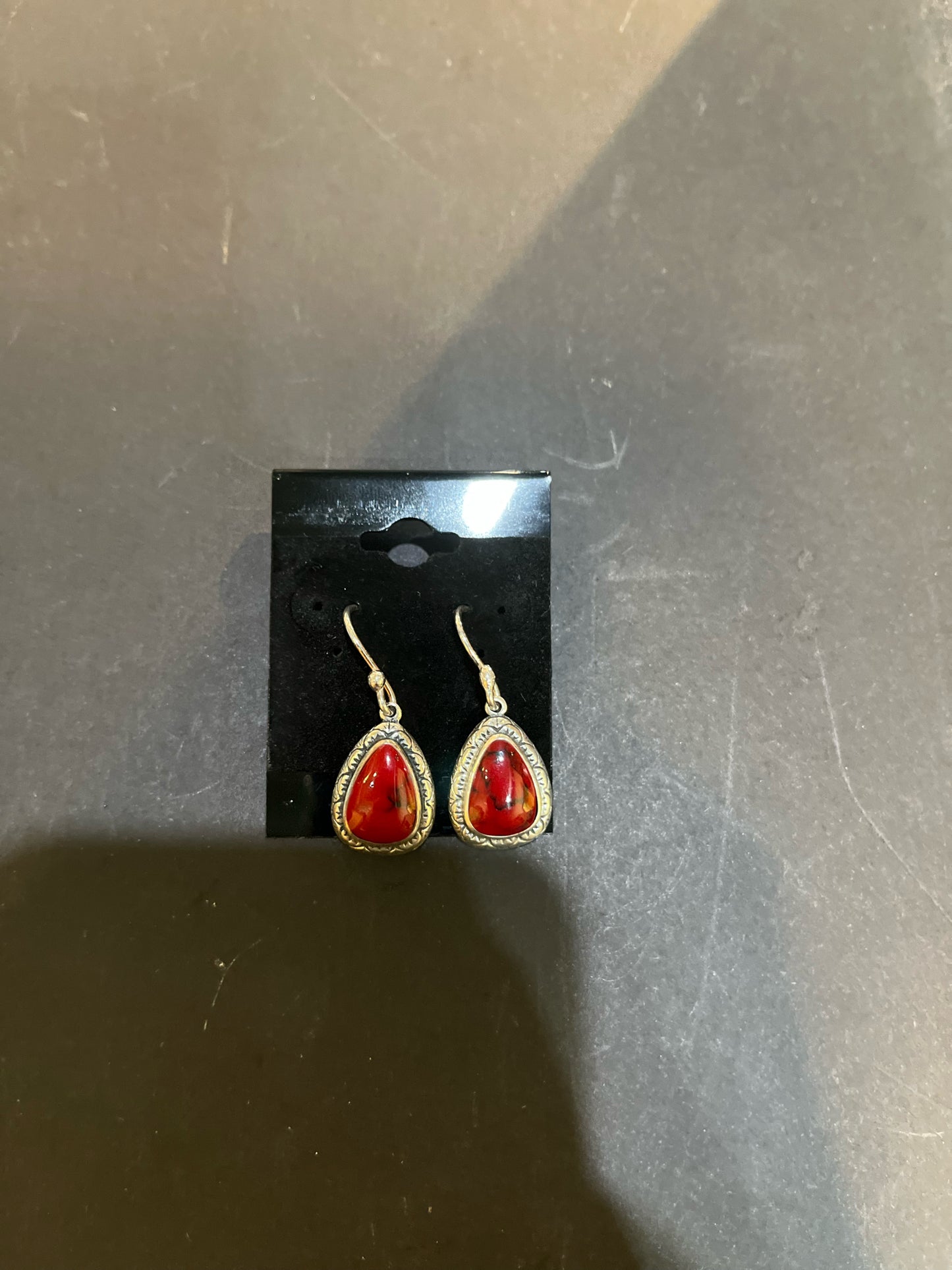 Sterling Silver & Red Howlite Earrings