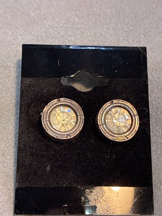 Patricia Locke White CZ Rhinestone Stud Earrings
