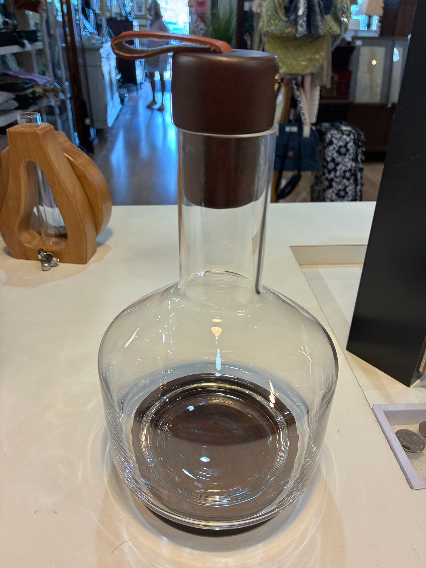 Crate & Decanter Glass Carafe Acacia Wood Base