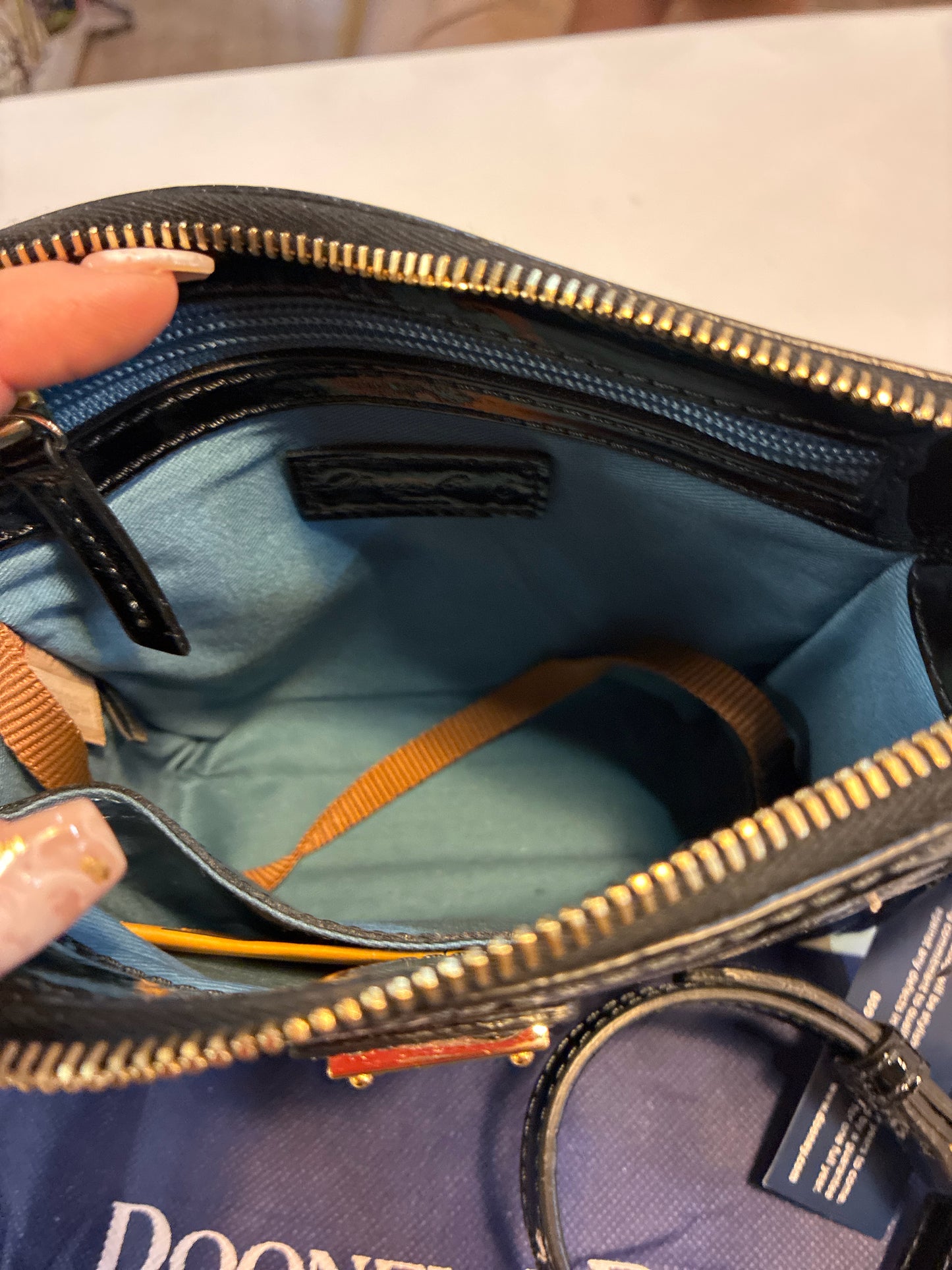 NWT Dooney & Bourke Black Patent Leather North South Janine Crossbody