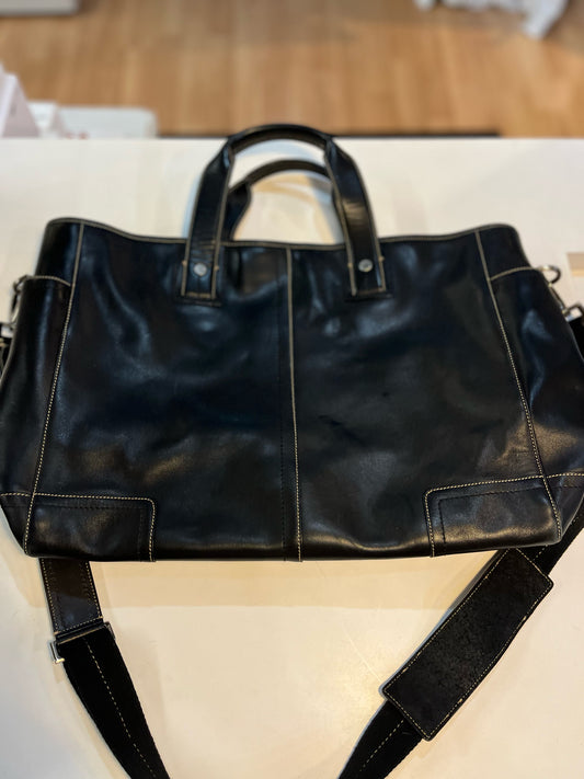 Vintage Coach Black Leather "Hampton" Carryall Tote