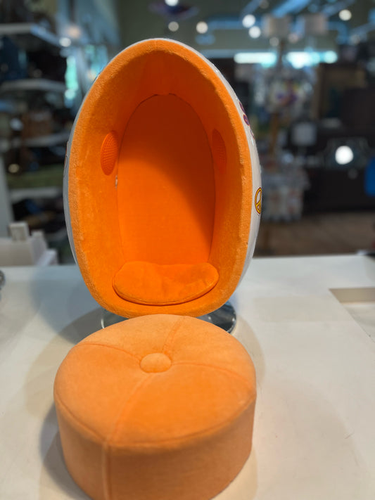 American Girl Julie's White & Orange Egg Chair & Ottoman Set