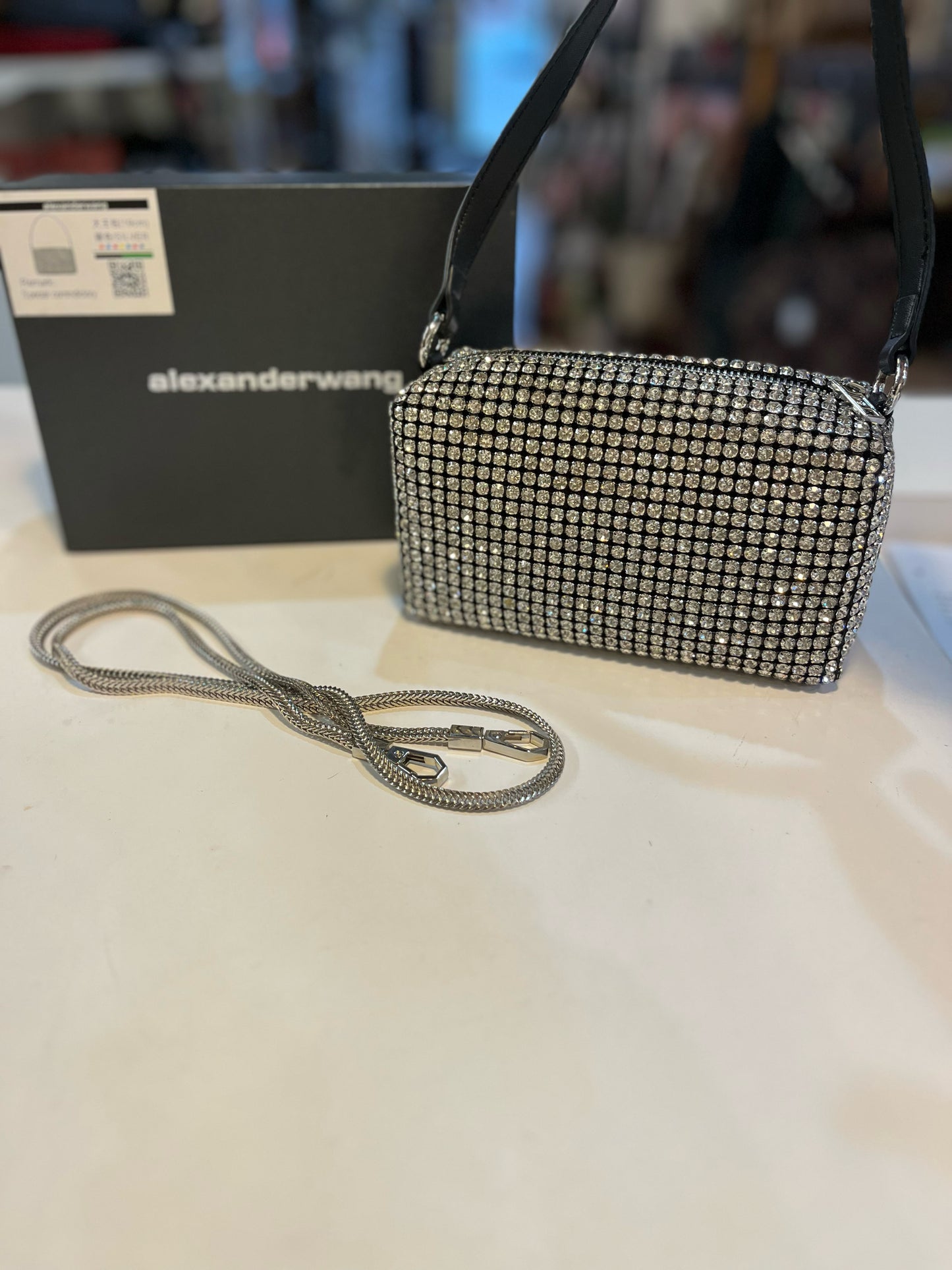 Alexander Wang "Medium Heiress Rhinestone Mesh Pouch”