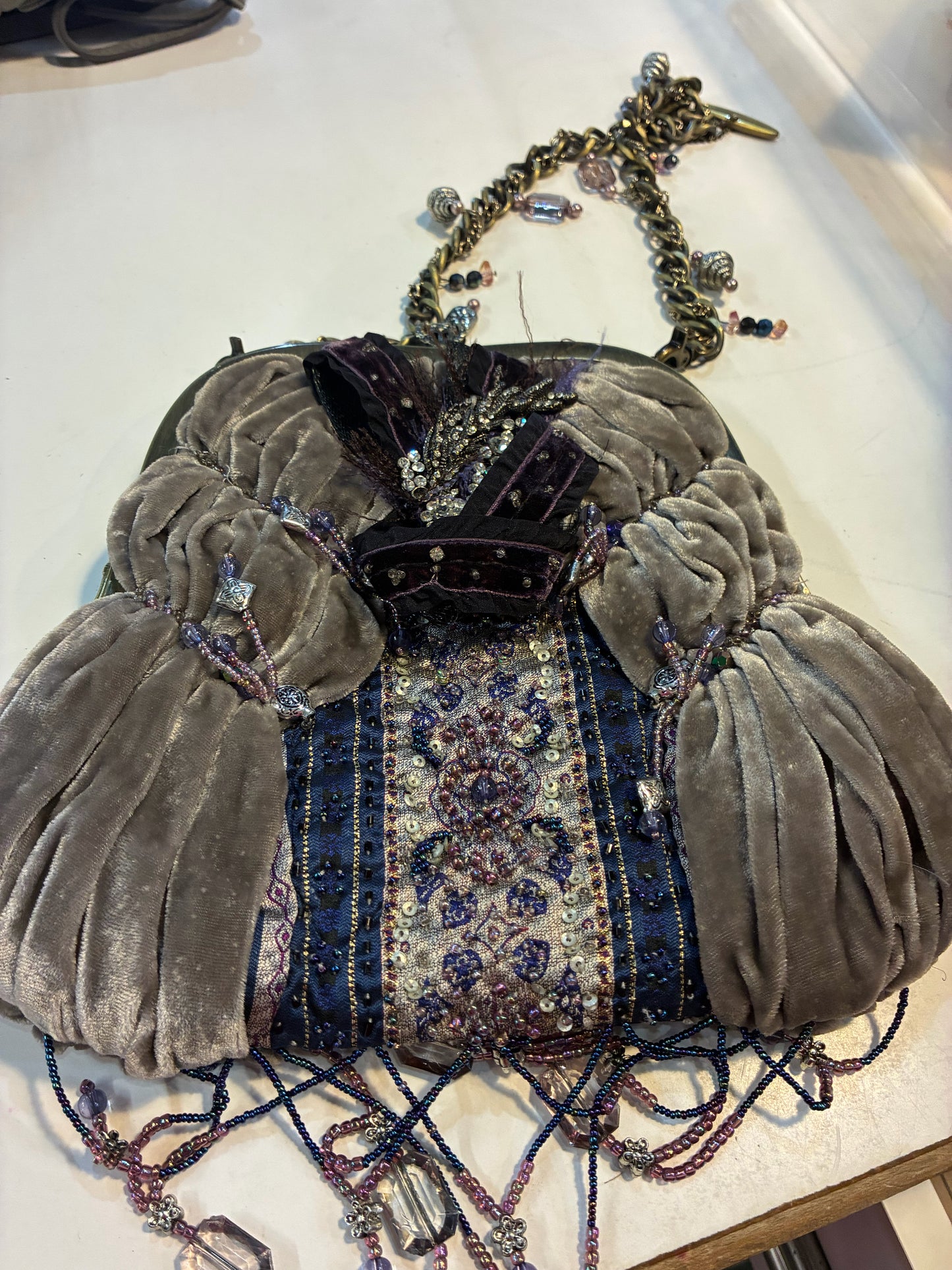 Mary Frances Velvet Beaded Occasion Bag