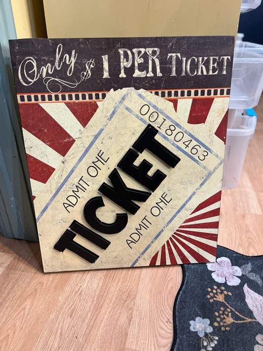Admit One Movie Ticket Wall Decoration