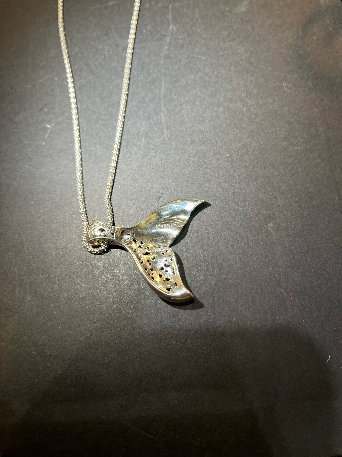 Ross Simons S.S. Silver chain and "Bali Style Whale Tail" pendant