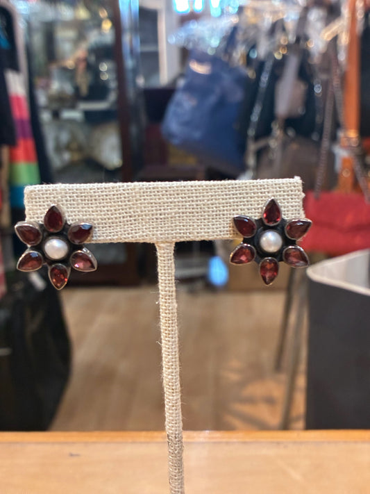 Nicky Butler Garnet and Moonstone Stud Earrings