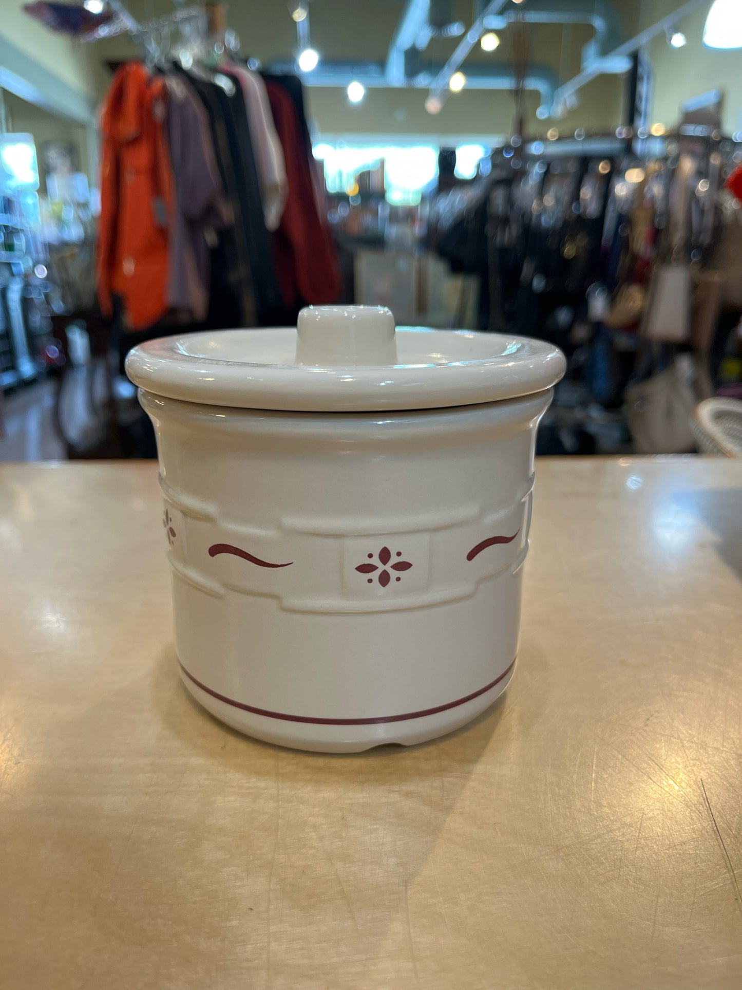 Longaberger Pottery Woven Traditions lidded crock