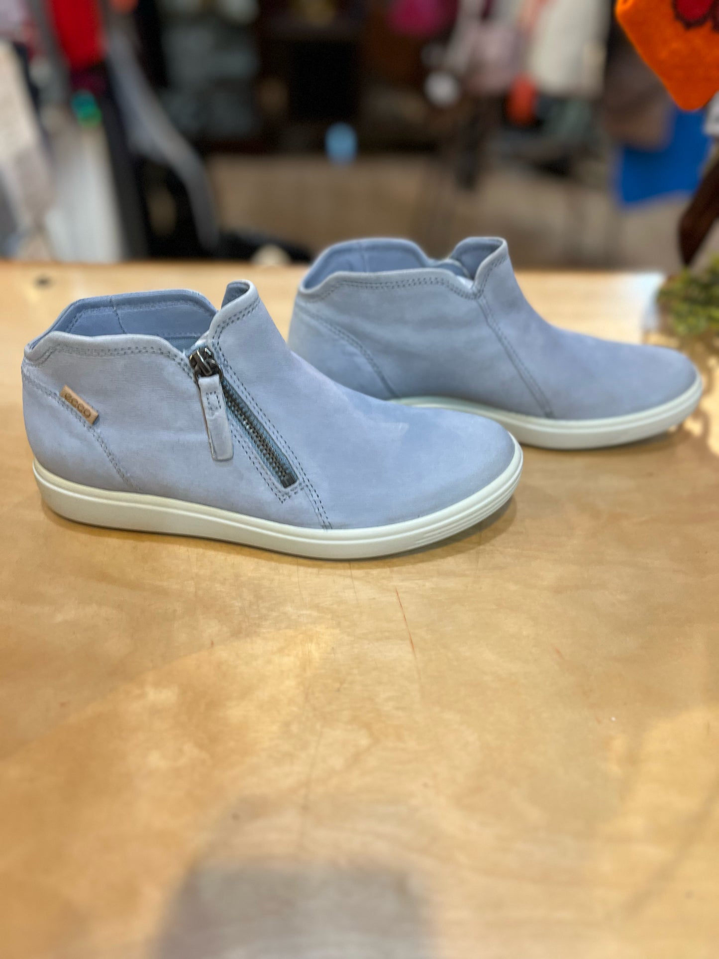 New Ecco Blue "Soft 7 Low Cut Zip Bootie" Sneakers