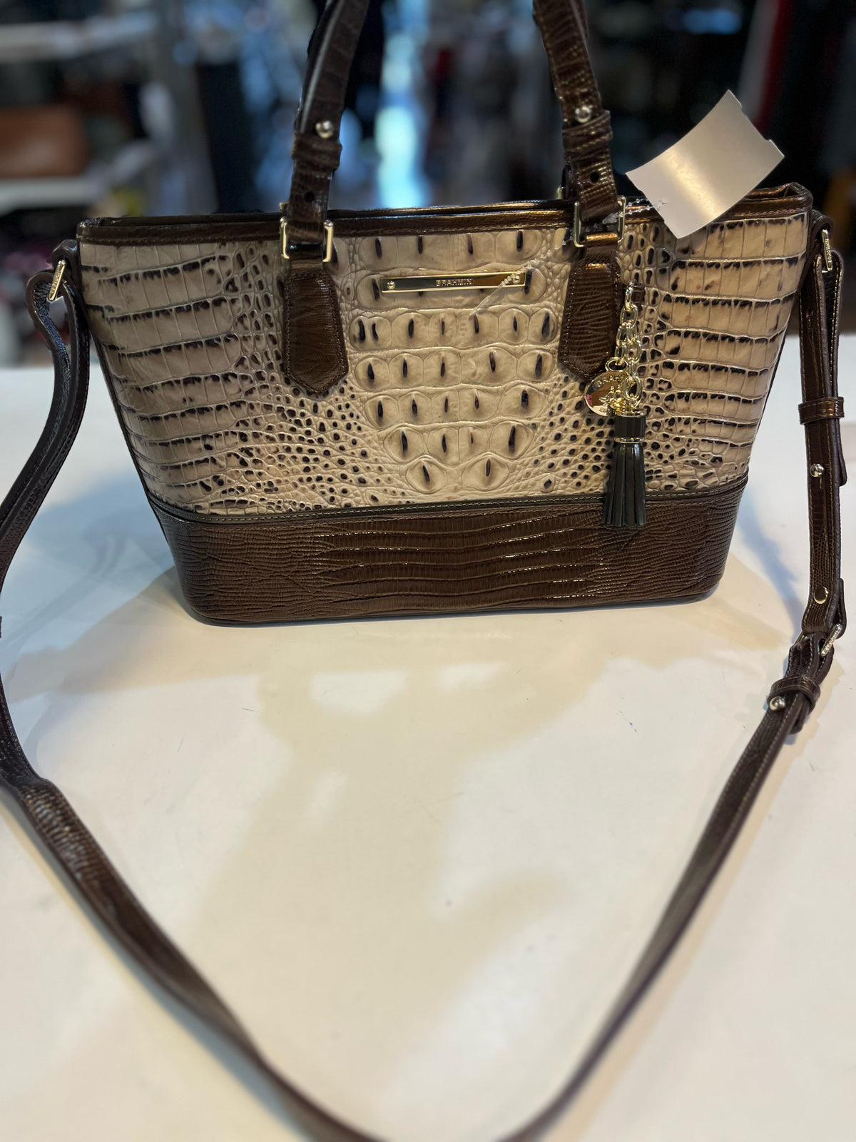 Brahmin Cream "Mini Asher" Handbag