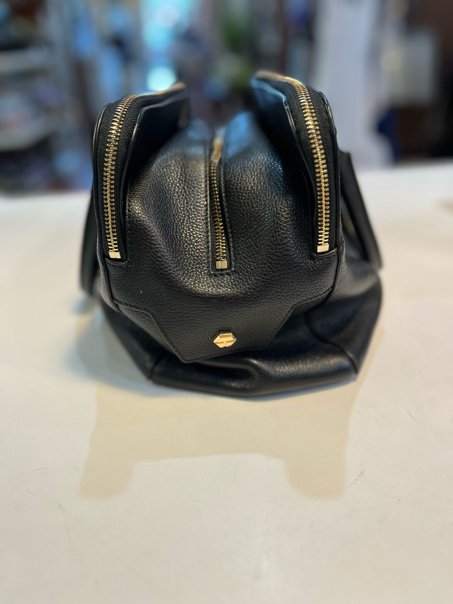Tory Burch Black "Marion Triple Zip" Handbag
