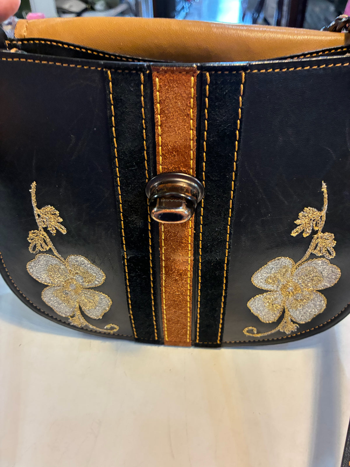 Coach Black 1941 Turnlock Western Embroidered Saddle Crossbody