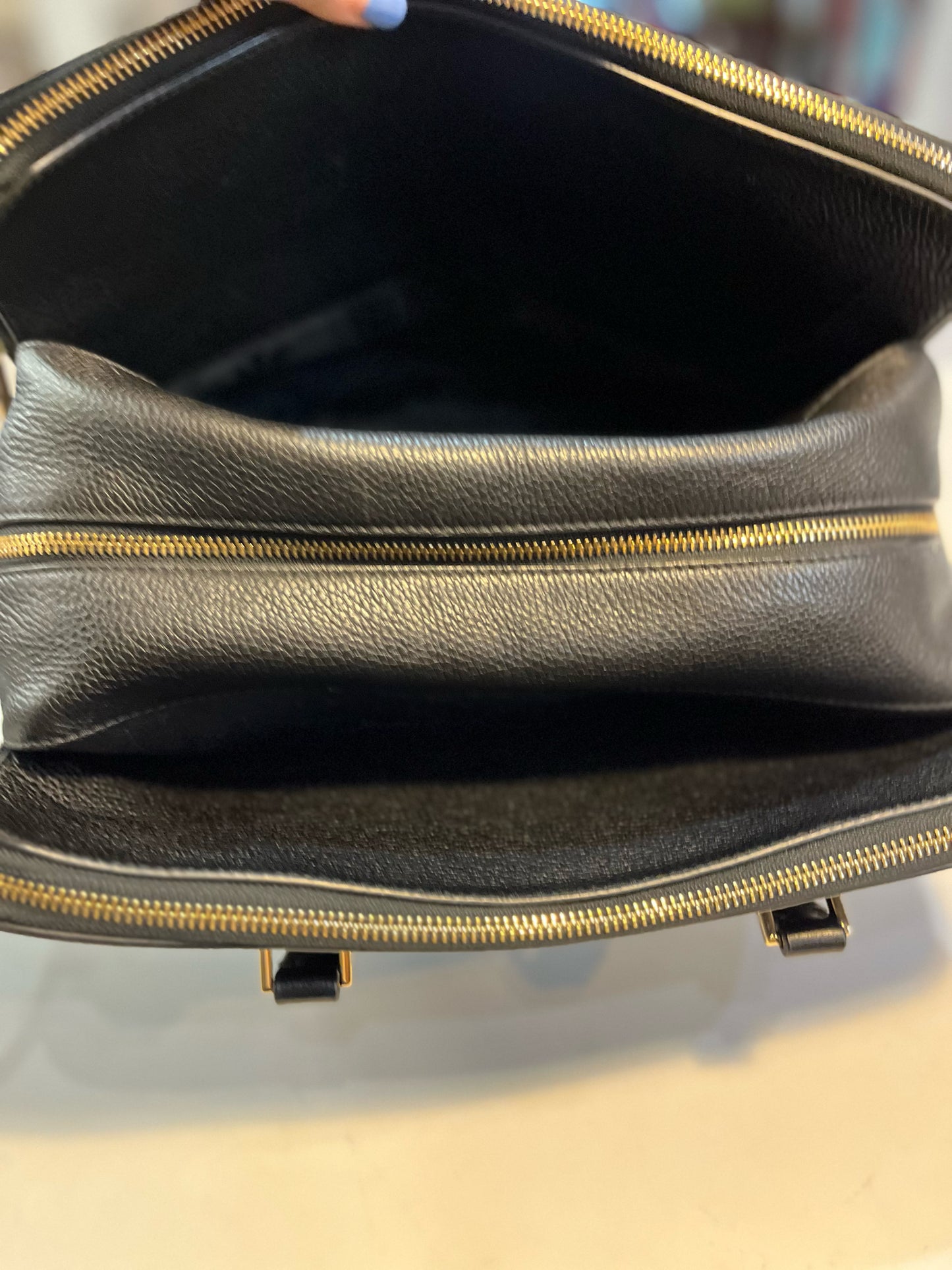 Tory Burch Black "Marion Triple Zip" Handbag