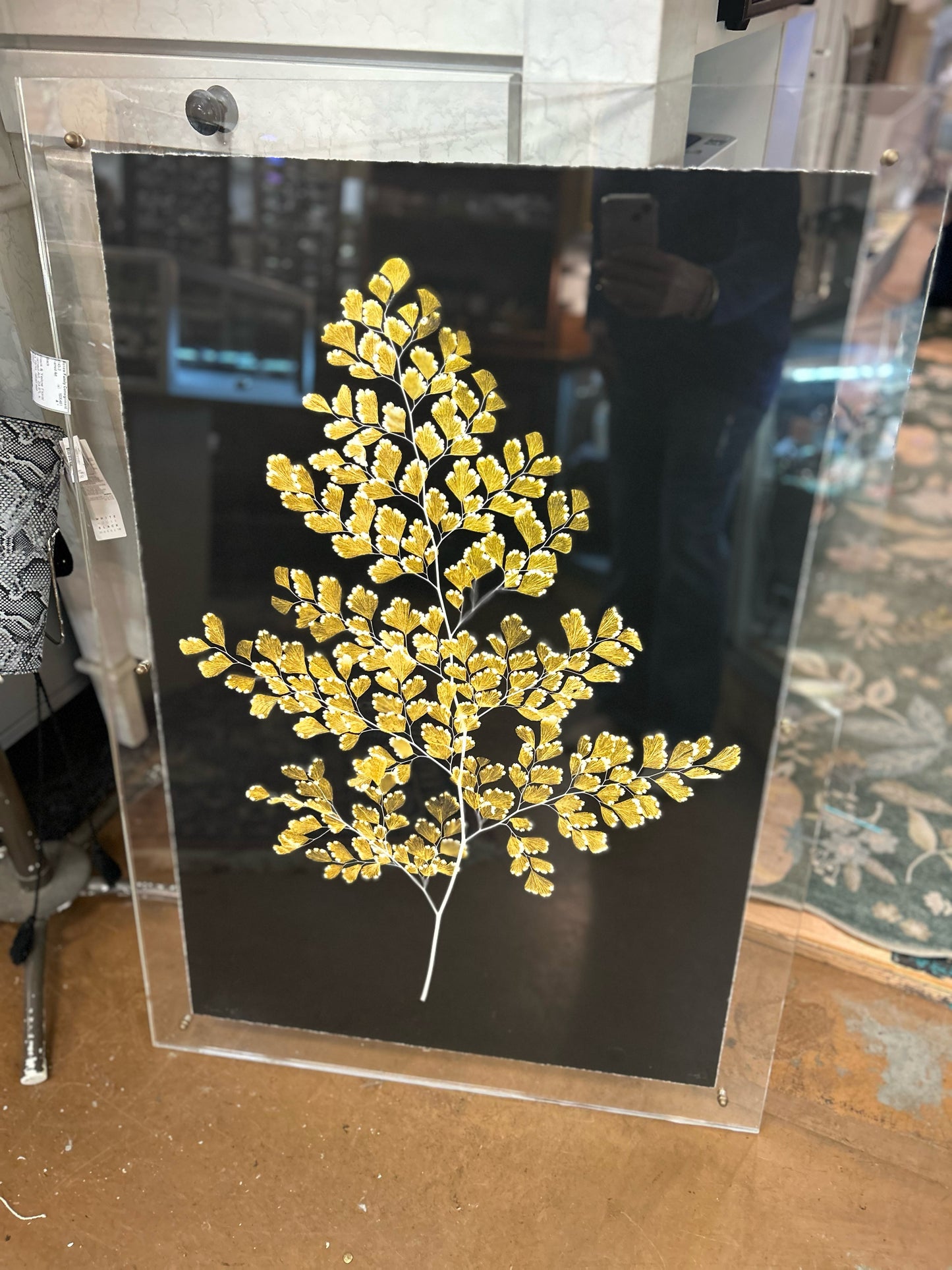 Black & Gold Floral Acrylic  Art