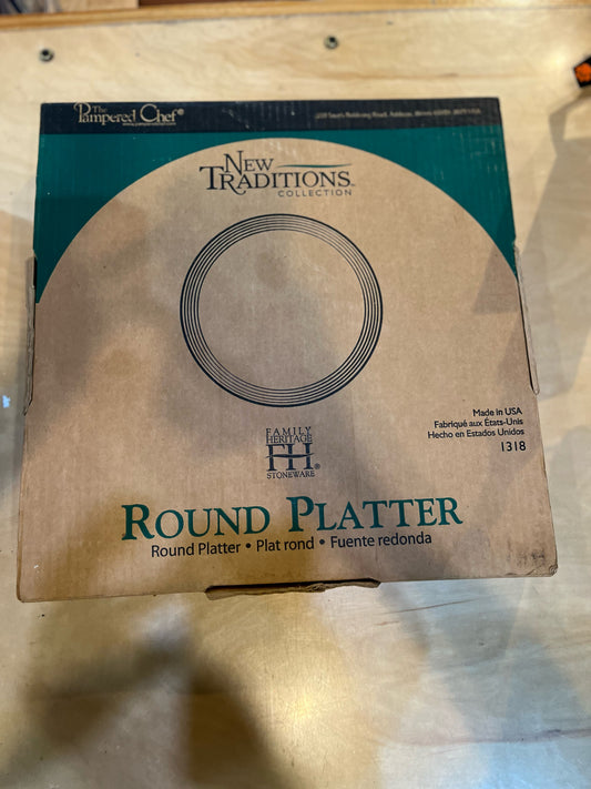 pampered chef family heritage round platter NIB