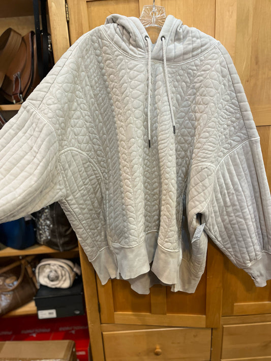 Free People Beige “Sprint to the Finish” Quilted Sweatshirt