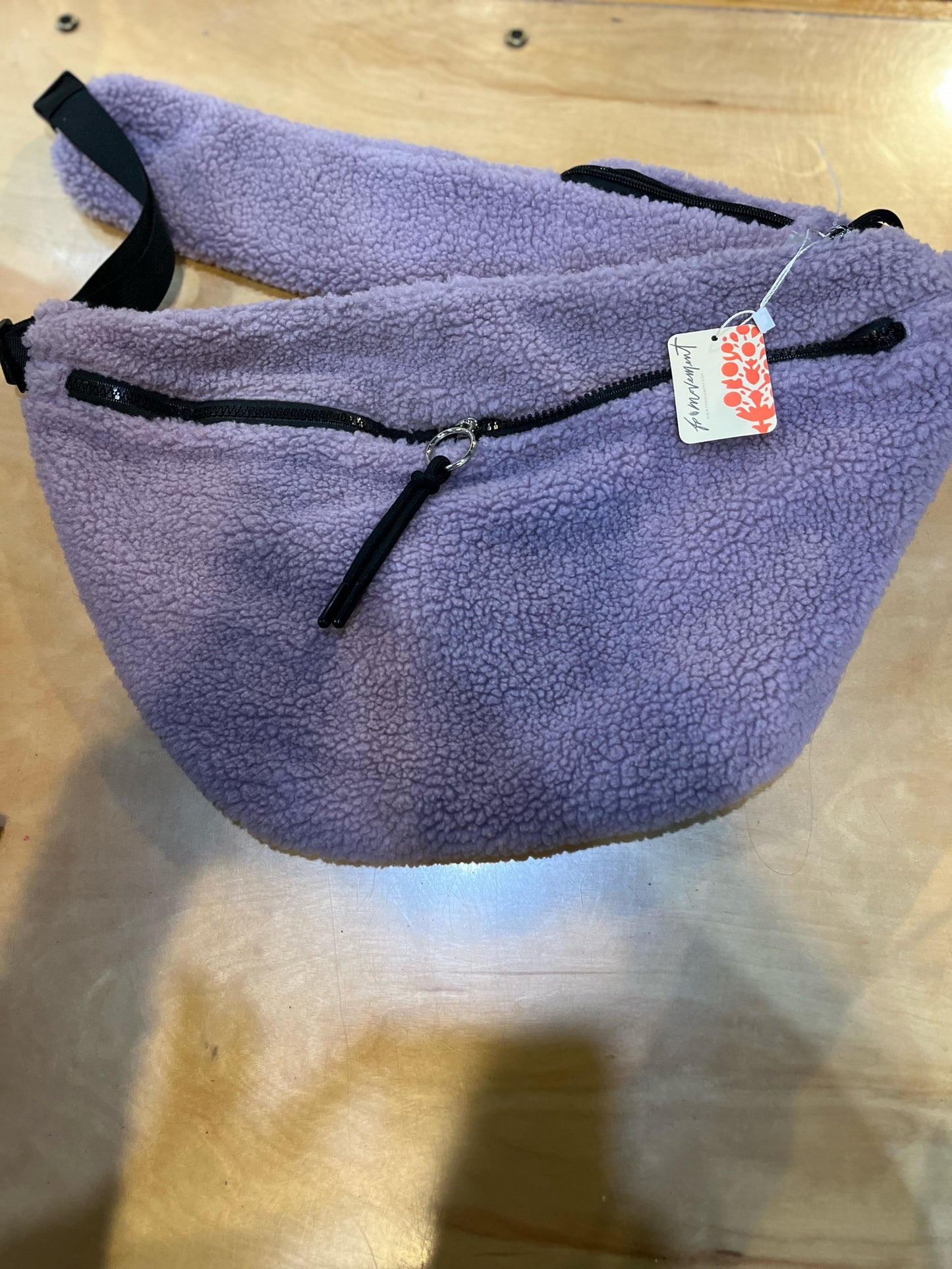 NWT Free People FP Movement Overachiever Light Purple Sherpa Sling Bag