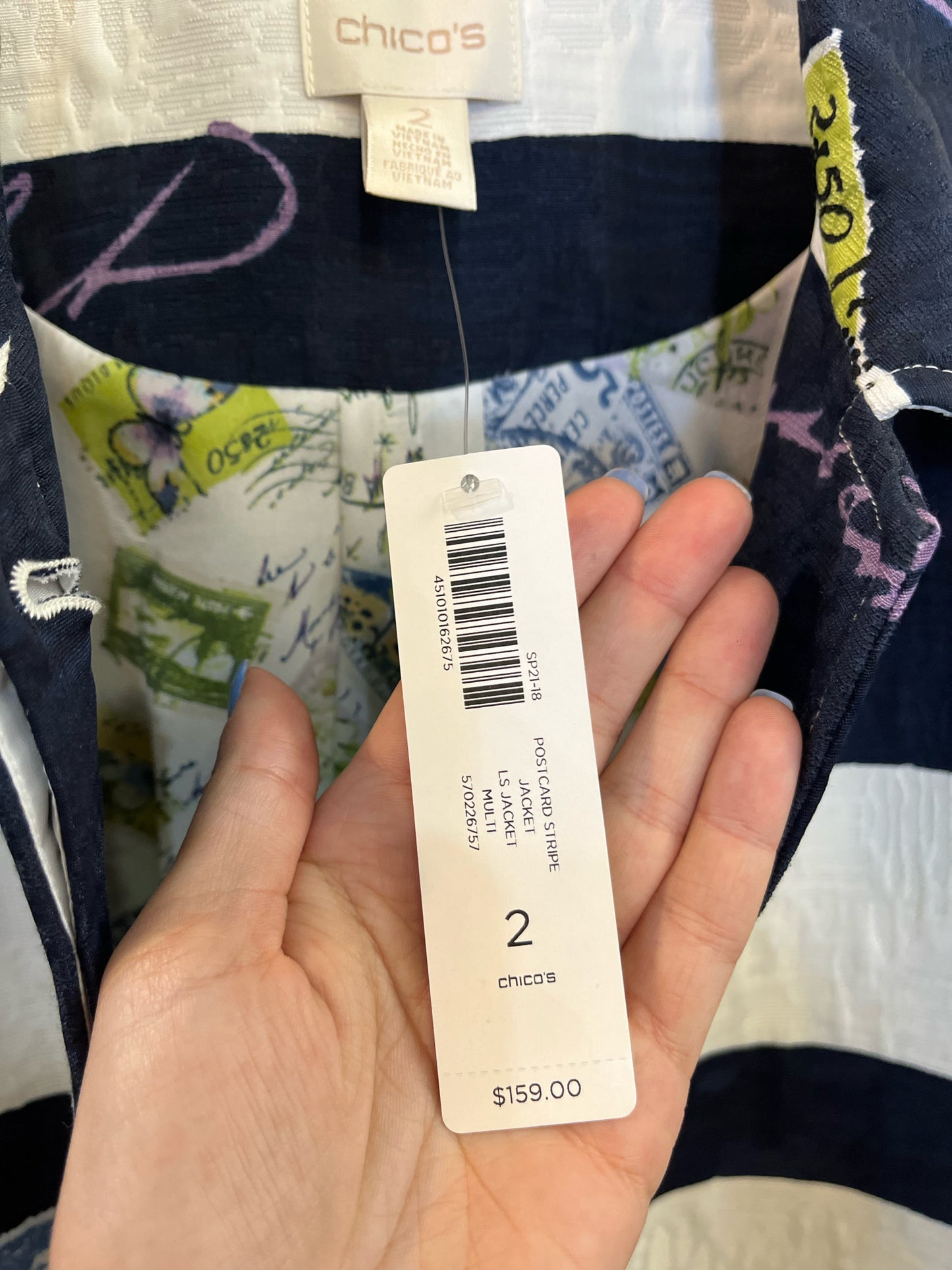 NWT Chico Stripe & Butterfly Jacket