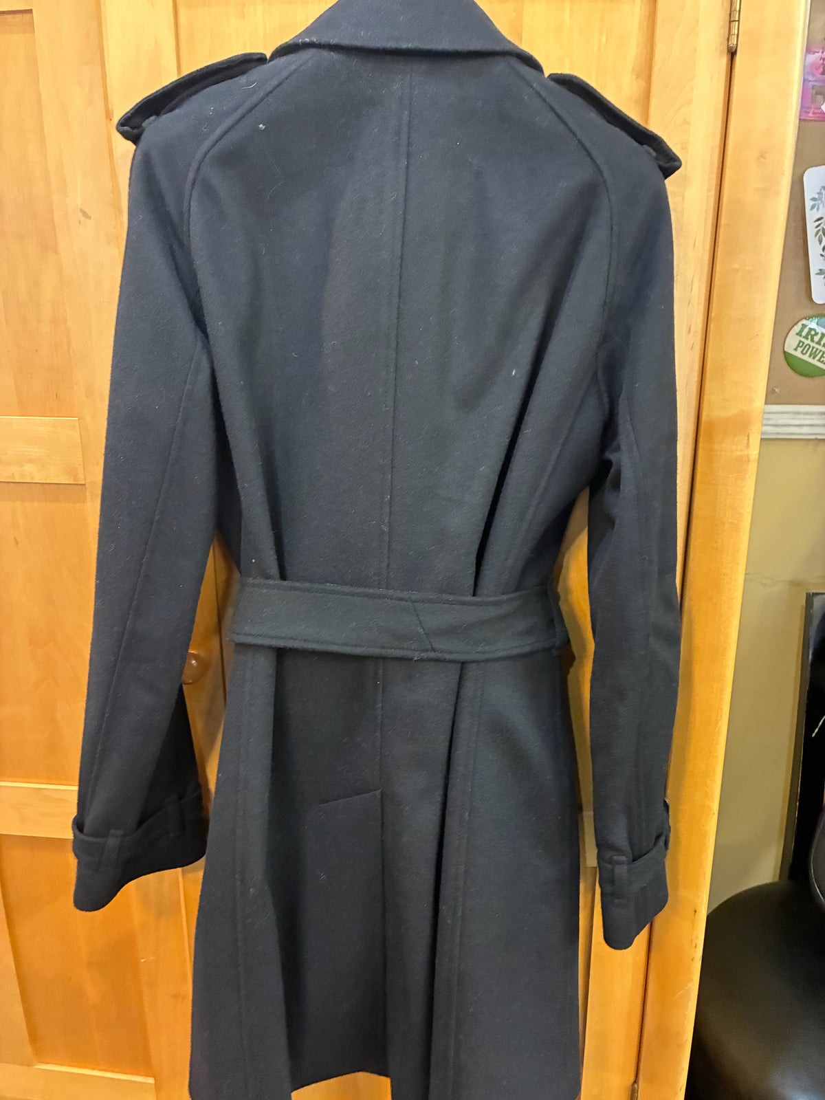 Burberry Double Breasted Belted Wool Trench Coat