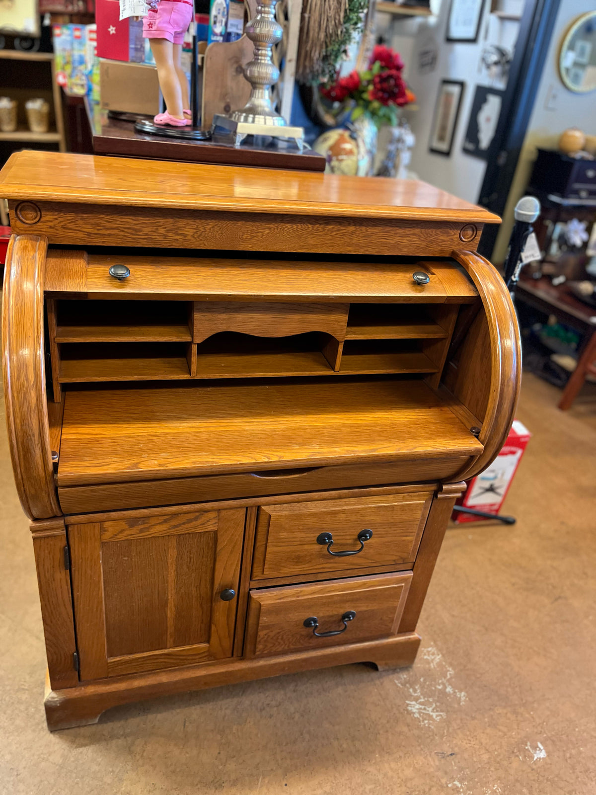 Vintage Riverside Furniture Compact Oak Roll Top Secretary Desk PICKUP ONLY