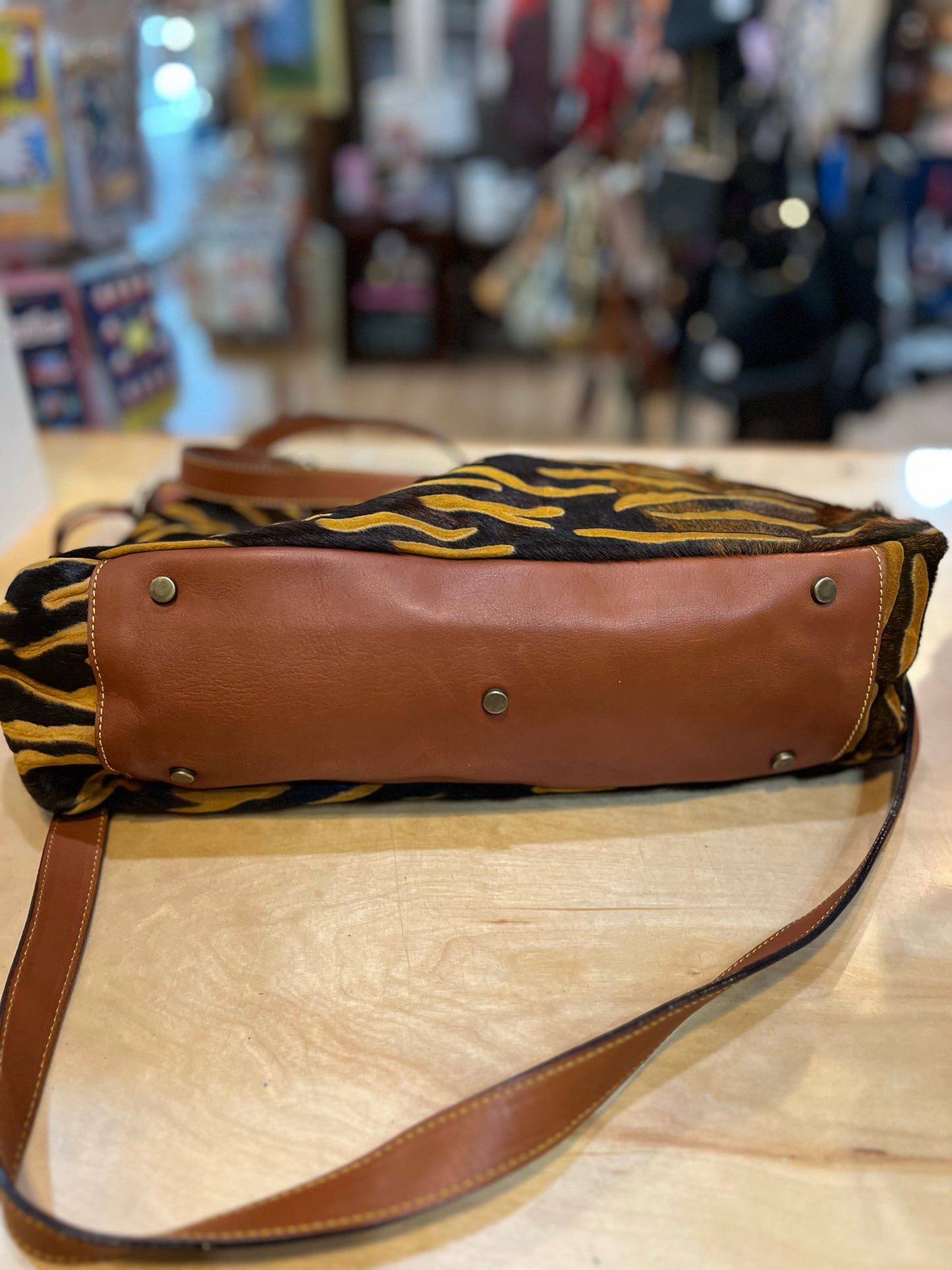 Cavalcanti Black & Brown Zebra Calf Hair Handbag