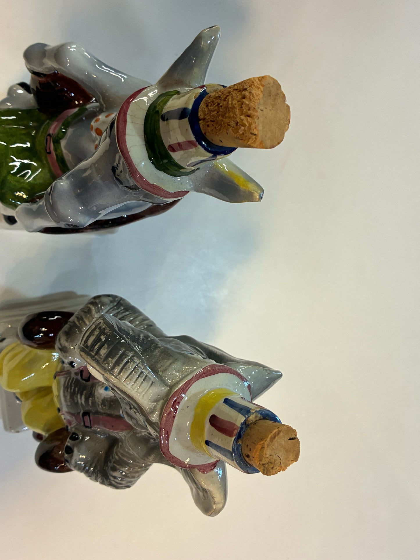 Vintage Italian Ceramic Donkey & Elephant Political Decanter Set